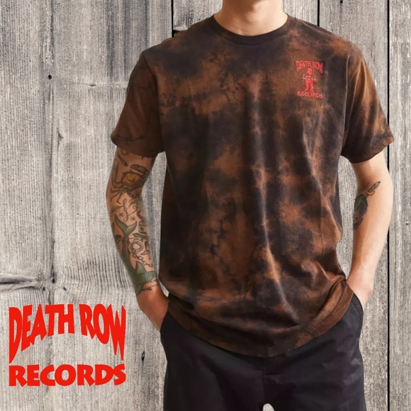 Urban Outfitters Death Row Records Embroidered Logo T-shirt Bleach Wash M‎ - Picture 1 of 8
